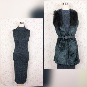 Forever 21 Black & Silver Stretch Knit Dress NWT